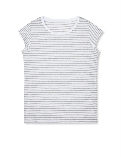 Mads Nørgaard - Organic Favorite Stripe Teasy T-shirt - Briliant White/Light Grey 
